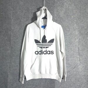 Adidas Hoodie Mens M White Trefoil Logo Classic Streetwear Messi Style Sports